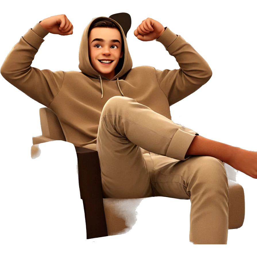 smiling boy sitting indoors emoji