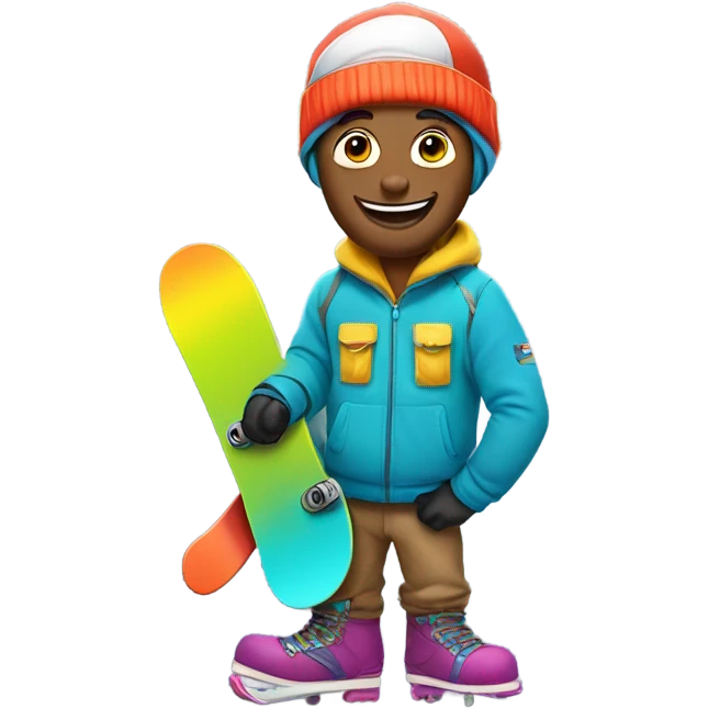 Happy snowboard man emoji