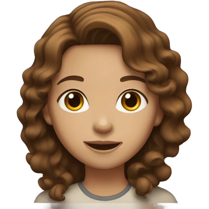 gril wave brown oscurated hair brown eyes emoji