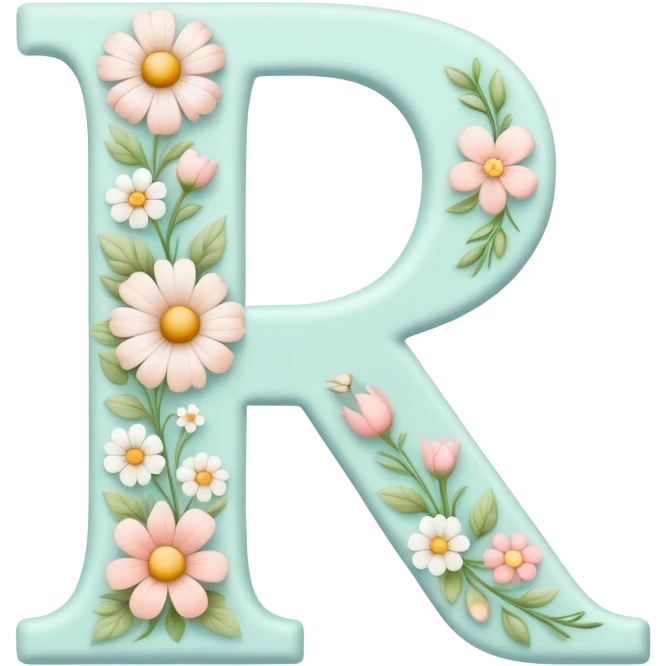 White pastel flowery romantic alphabet letter emoji