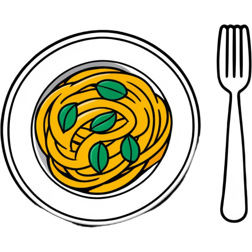 Italian pasta plate with fork emoji