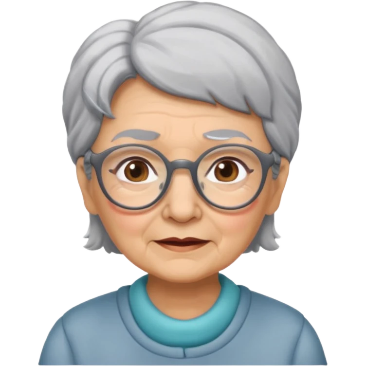 grandmother with glasses and gray hair, grizzle emoji