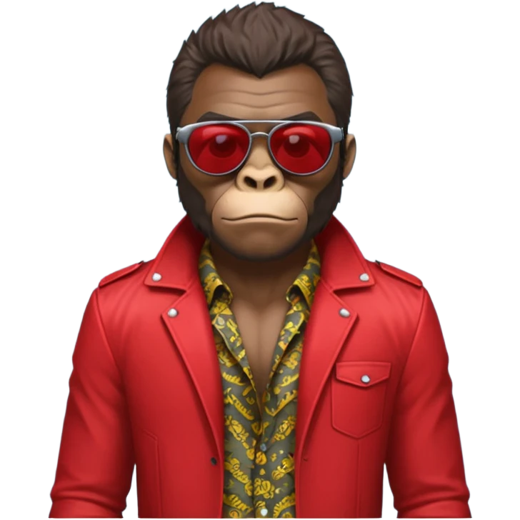 gorilla with Tyler Durden's signature sunglasses, patterned shirt, red jacket emoji