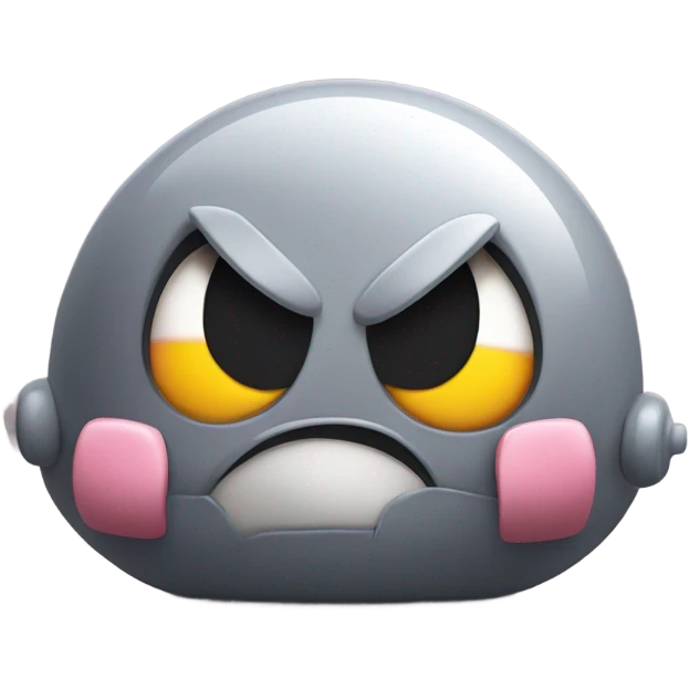 Metal cute mad Kirby Gray ball driving on car wheels with mad eyebrows game emoji