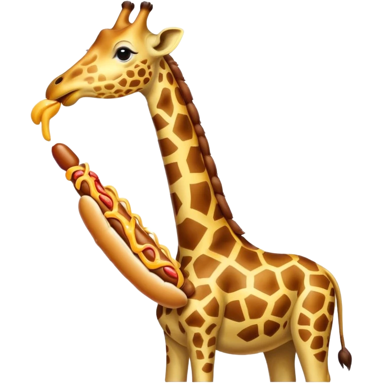 Giraffe eats hotdog emoji
