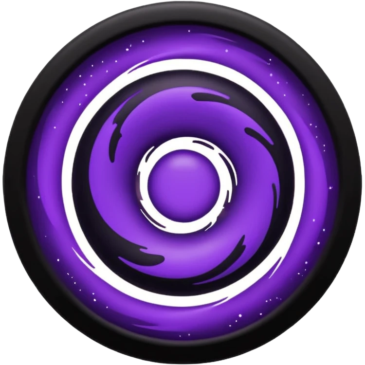 A Discord emoji of a swirling dark void or black hole with violet sparks at the edges. Circular composition, deep shadows, 2D flat vector, white background. emoji