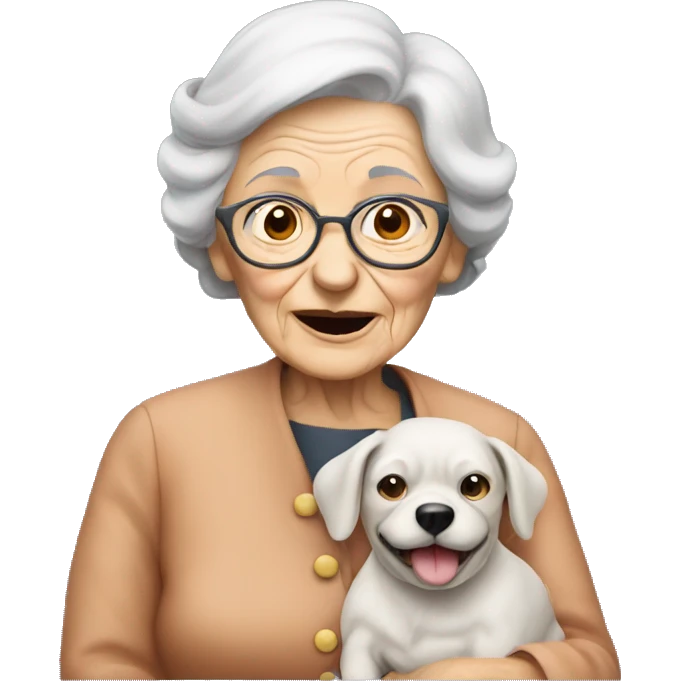 old lady holding an ugly dog emoji