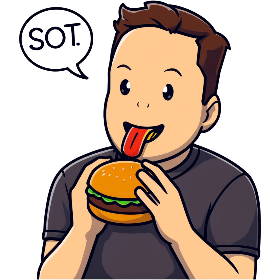 Elon musk eating burger  emoji