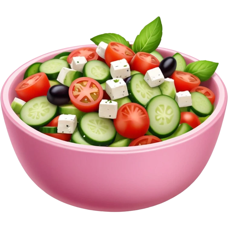 super realistic greek salad in pink bowl emoji