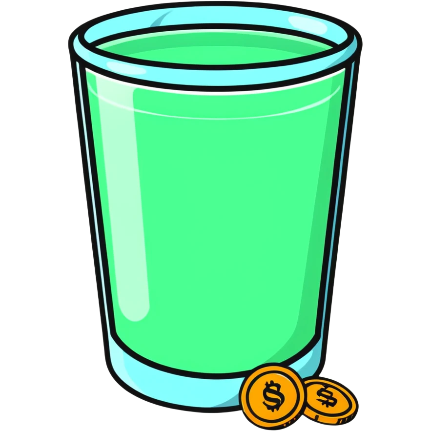 glass with coins emoji