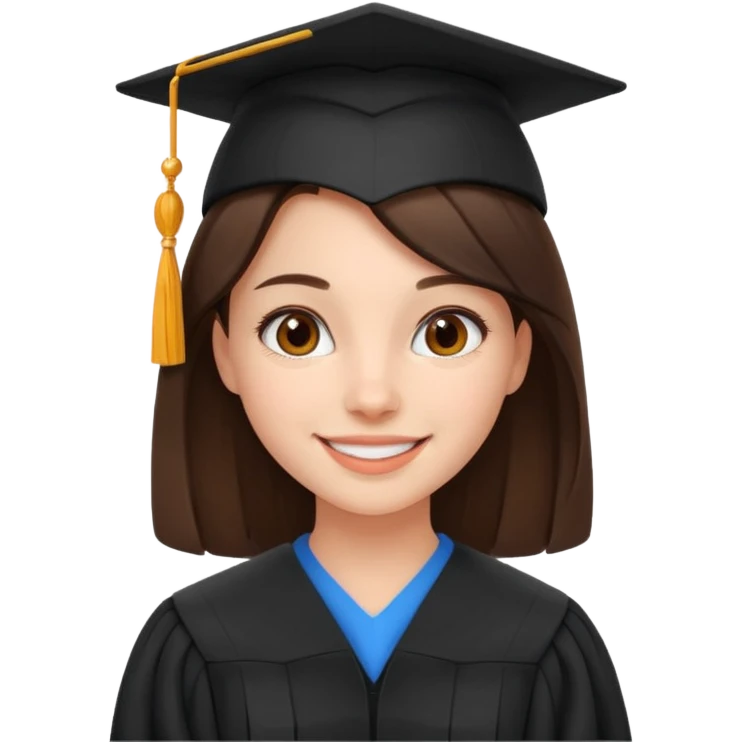 young brunette girl university graduate emoji