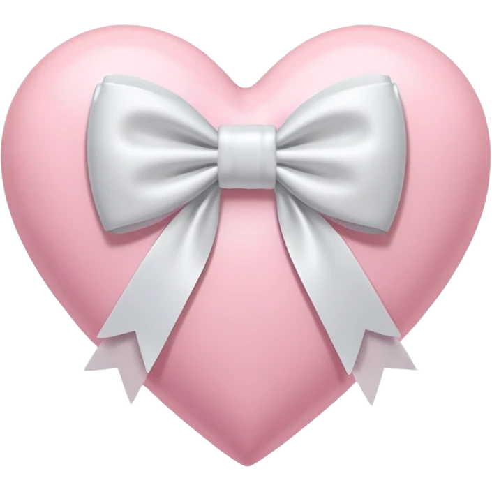 “3D emoji style, pastel pembe kalp, ortasında beyaz renkli fiyonk kurdele, yumuşak parlak yüzey, minimal detay, beyaz arka plan” emoji