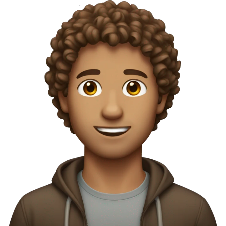 Guy with brown curly hair emoji