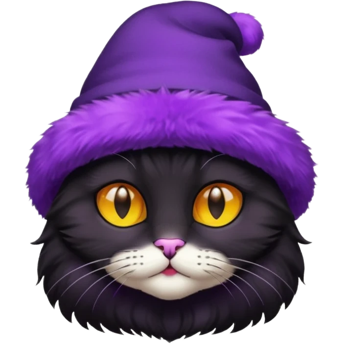 black cat with purple hat emoji