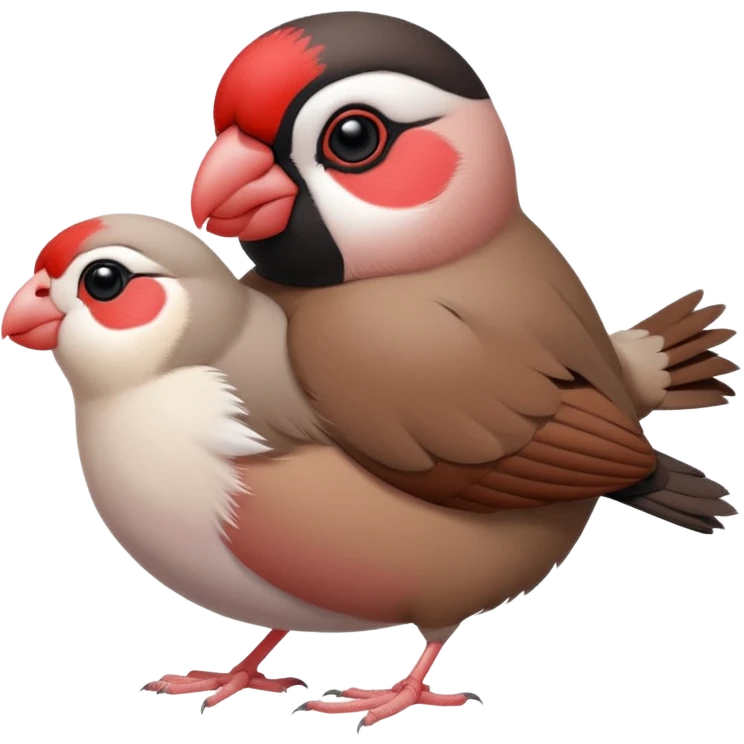 Java sparrow squashed by two hands like 🫸🫷 emoji