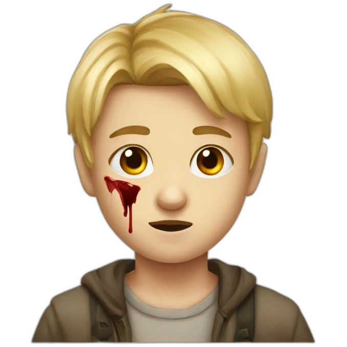 Blond boy with a blood stain on his forehead emoji