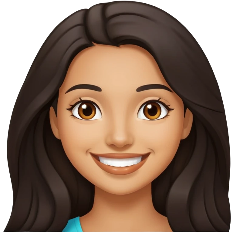 young latina woman with long dark hair smiling emoji