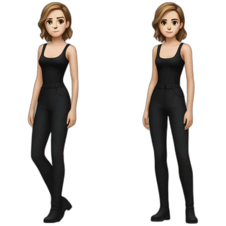 Full body beauty Emma Watson black outfit emoji