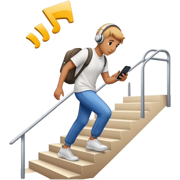 watching mobile while walking stair emoji