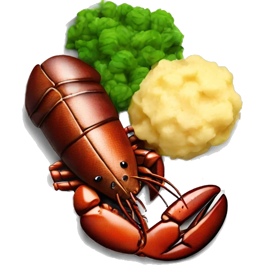 steak and lobster on a plate with mash potatoes  emoji