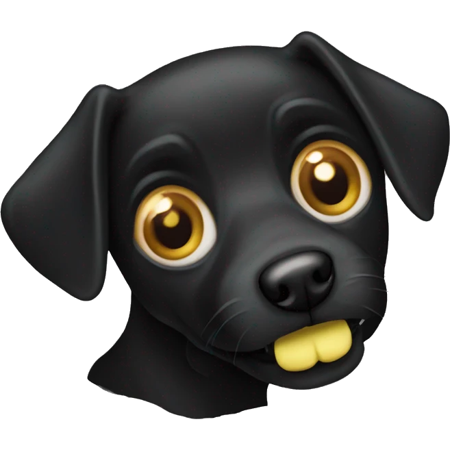 Black dog with uo eats emoji