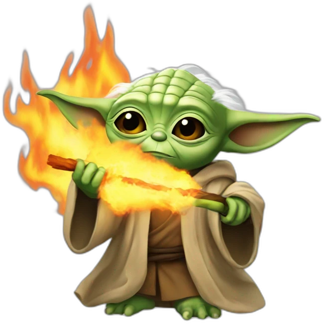 Yoda with fire emoji