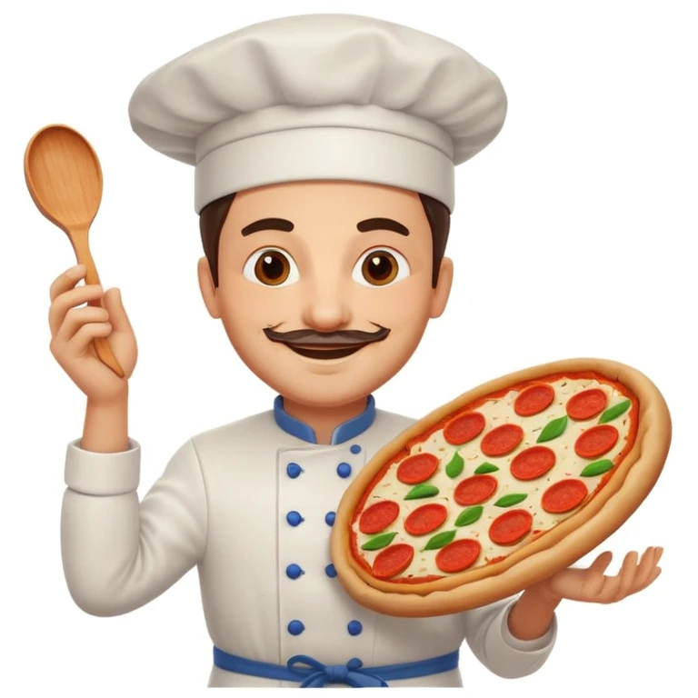 smiling Italian chef spinning pizza dough emoji