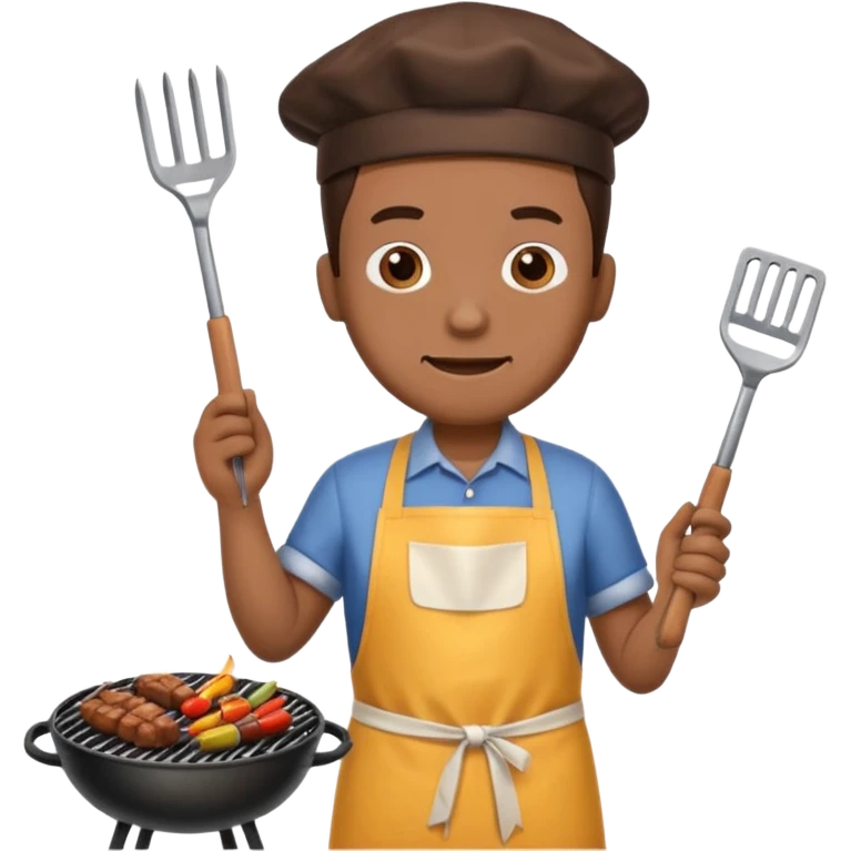 man grilling bbq with grill and apron emoji