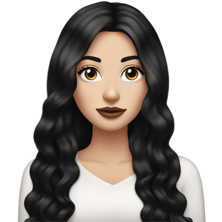 White Girl with long black hair, thick mink eyelash extensions and lip fillers emoji