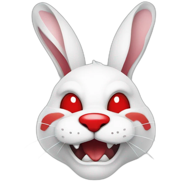 evil white rabbit with sharp fangs with red around mouth emoji
