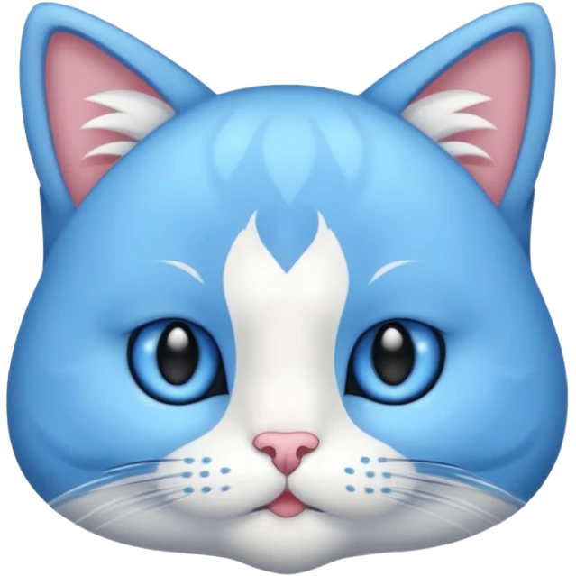 Gato celeste con blanco y sin amarillo y con ojos azules animado emoji