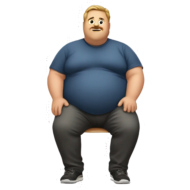 A fat guy eating with his body shown emoji