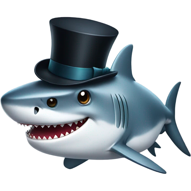 Shark with a top hat emoji