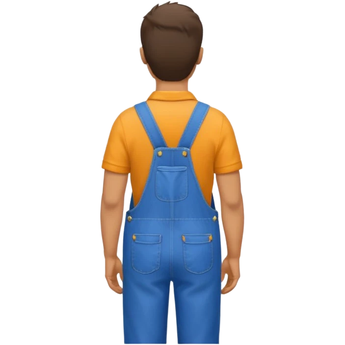 man in blue overalls facing away emoji