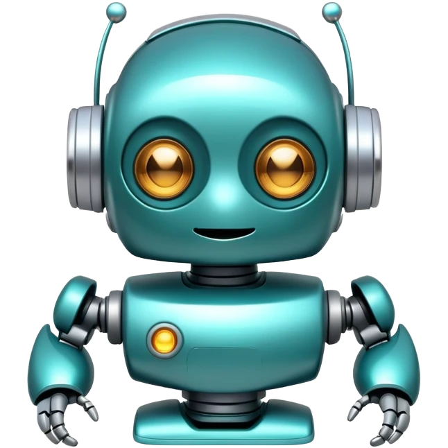 teal cute robot winking emoji