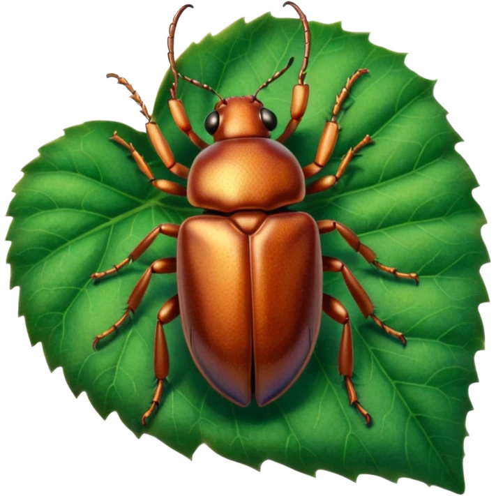 a brown beetle on leaf emoji