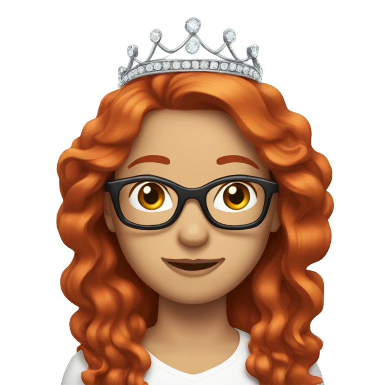Long Redhead with tiara and glasses emoji