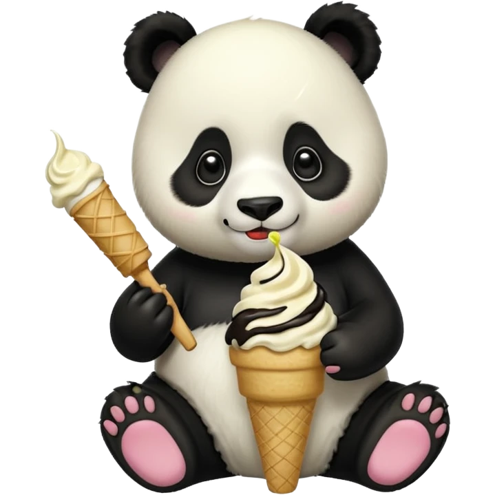 Panda eating ice cream emoji
