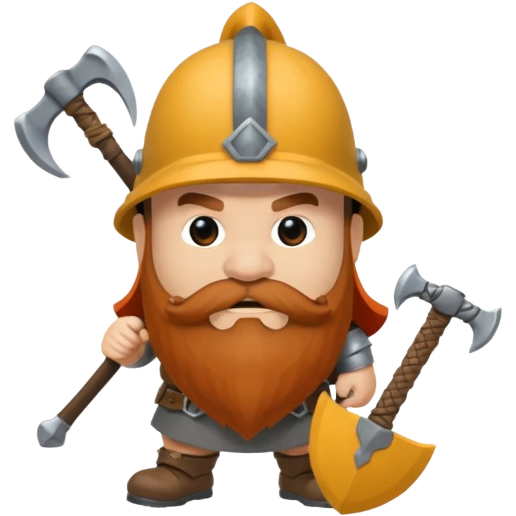 gimli the dwarf, brown beard, gray metal helmet, battle axe emoji