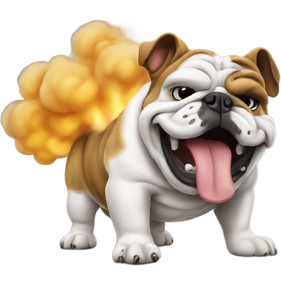 Bulldog farting smoke emoji