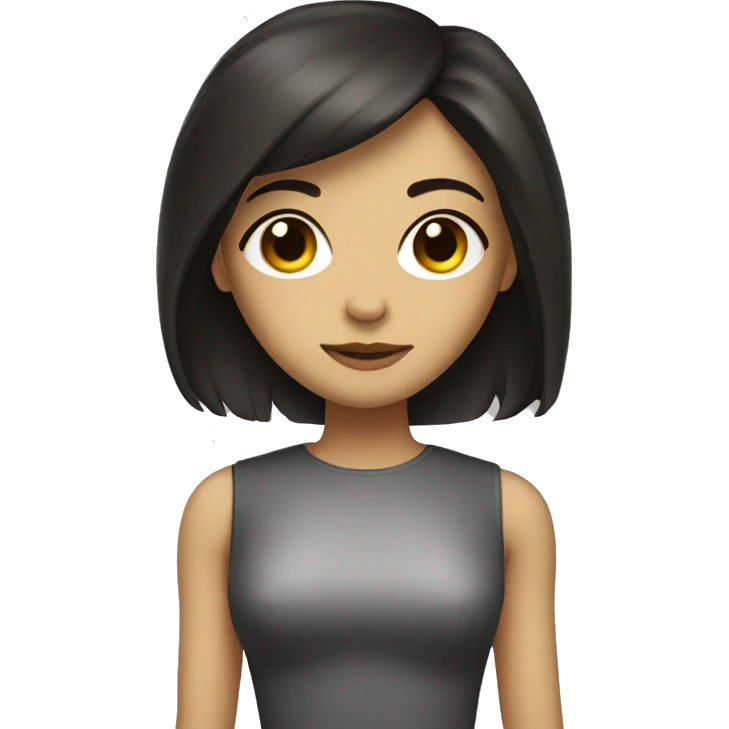 half robot half woman long dark hair and brown eyes emoji