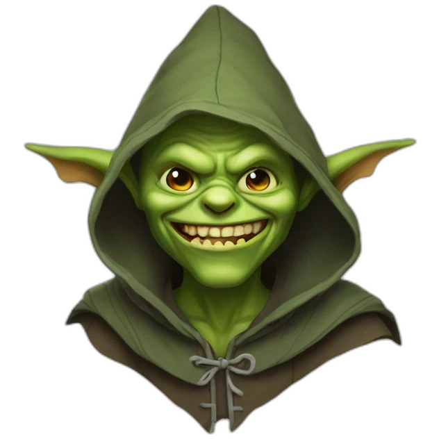 hooded goblin just goofing around he nice emoji