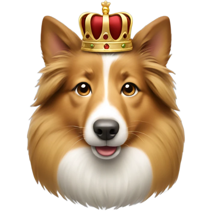 Shetland sheepdog with a crown emoji