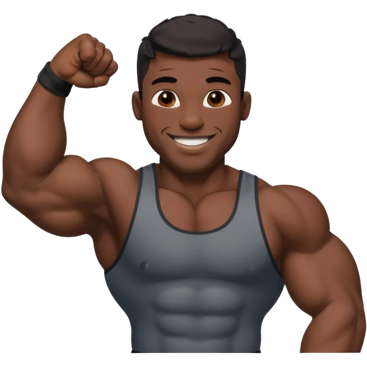 Jock man smiling very big biceps black emoji