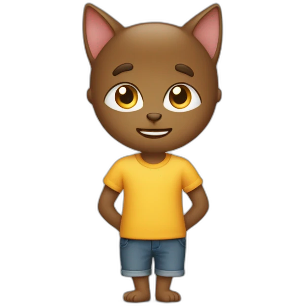 Garçon colé derrière un chat emoji