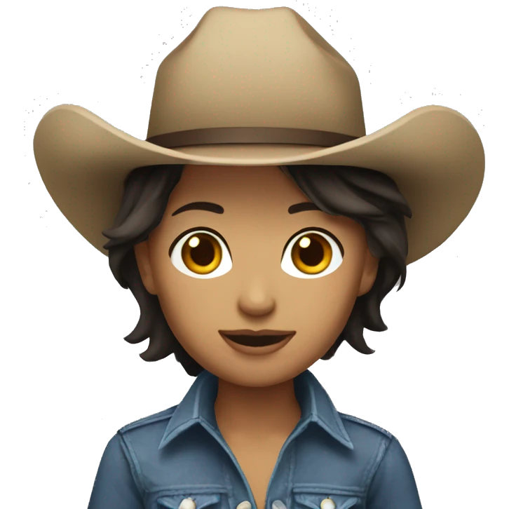 Dark Brunette short hair cowgirl emoji
