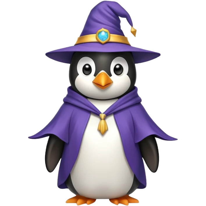 penguin wearing wizard hat and robe emoji
