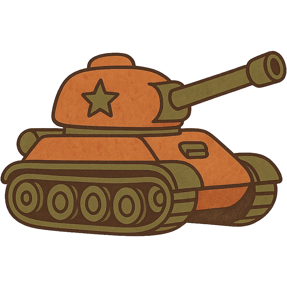 A tank in the style of flat warm colors emoji