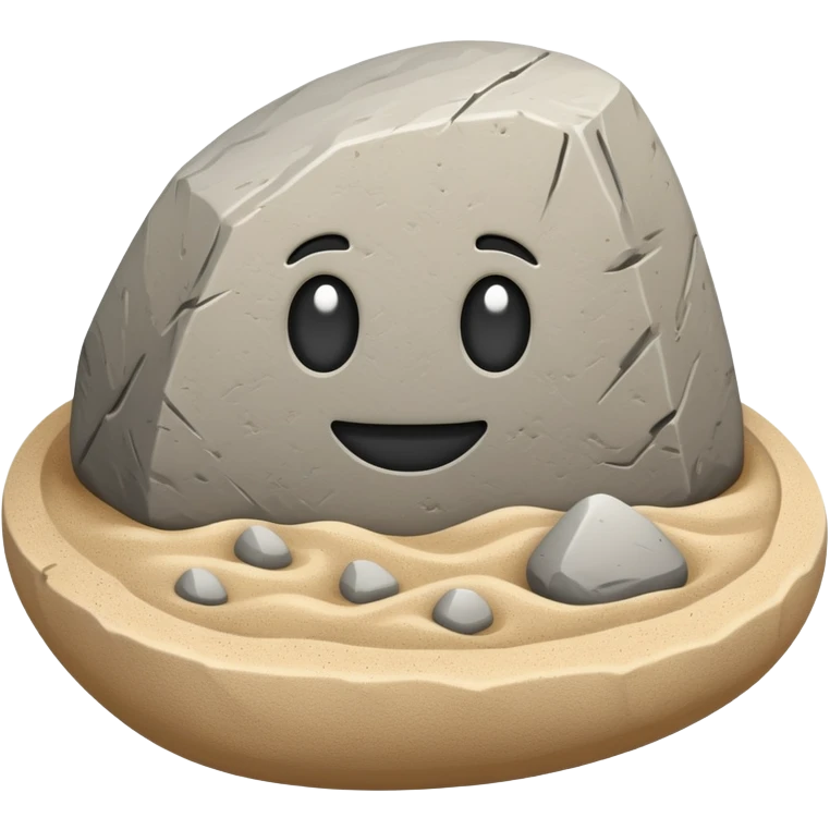 generate realistic detailed stone in 3d style with sand  emoji