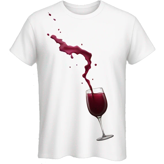 white t-shirt with wine stain emoji